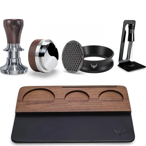 51.5mm Walnut Espresso Tamper Kit, product photograph