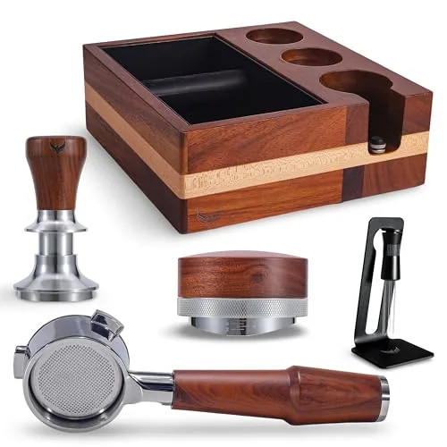 54mm Rosewood Espresso Machine Accessories Kit, product photograph