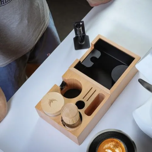54mm Maple Espresso Tamping Kit & Beech, product photograph