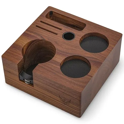 54mm Walnut Espresso Tamping Station, product photograph