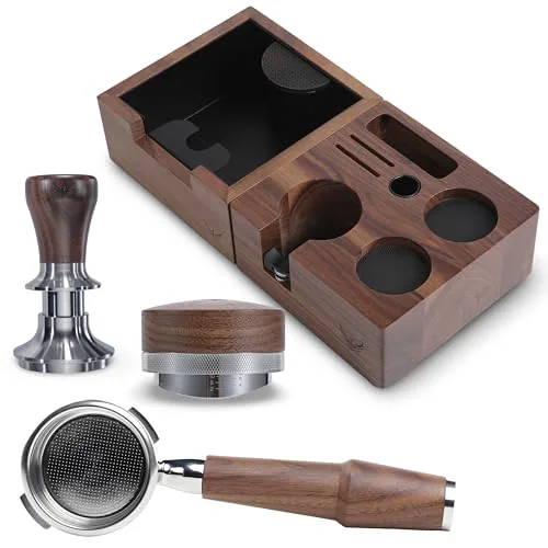 58.5mm Walnut Espresso Accessories Set, product photograph