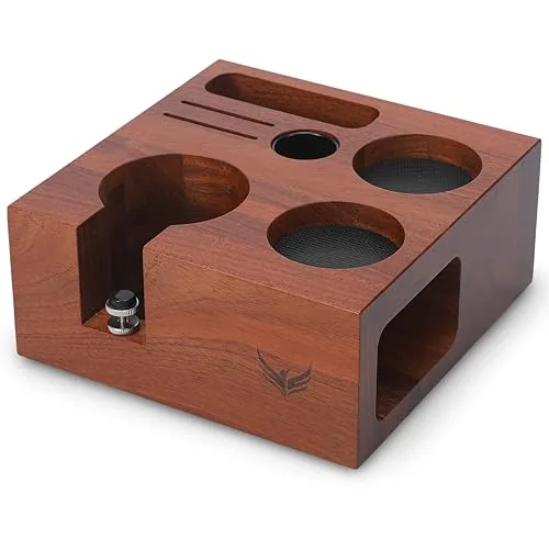54mm Rosewood Espresso Tamping Station, product photograph