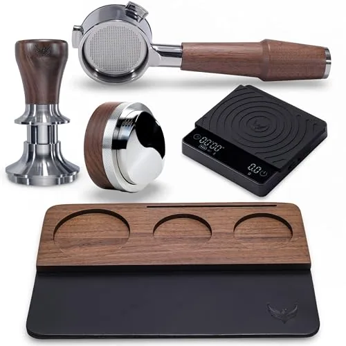 54mm Walnut Espresso Tamper Kit, product photograph