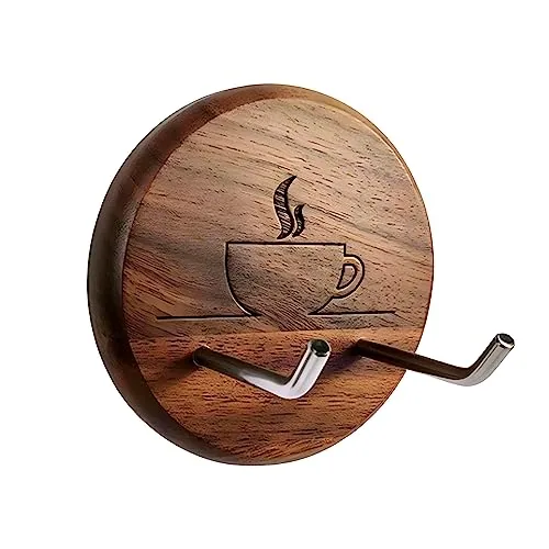 51mm Walnut Wall Mounted Portafilter Holder Rack, product photograph